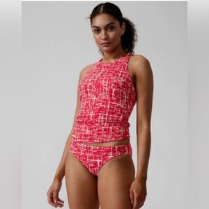 Athleta Maldives Bra Cup Tankini 38 B/C One Piece Swimsuit Shebori Matador Red